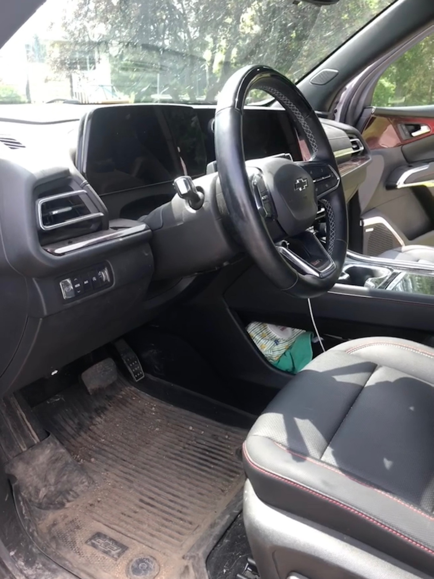 Leather SUV interior — before Draude Interior Detailing