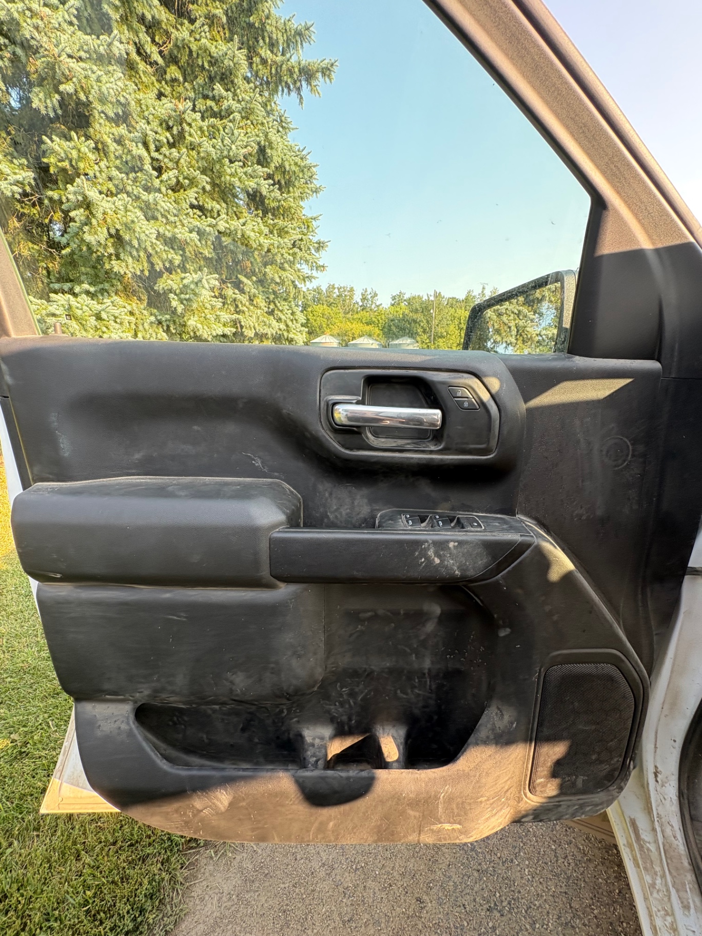 Truck door panel — before Draude Interior Detailing